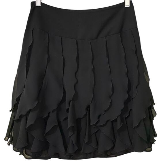 Vintage Y2K Cato Ruffle Mini Skirt US 4 Black Chiffon Fairy Grunge Whimsigoth - Picture 2 of 6